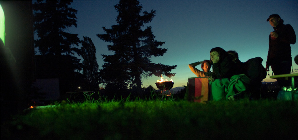 Fans at dusk